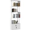 HOMCOM Libreria Scaffale a 5 Ripiani, Libreria Verticale Salvaspazio a Forma di S con Armadietto a 2 Ante, Scaffale Divisorio per Stanza, Soggiorno, Camera da Letto e Ufficio, 60x23.8x179.2cm, Bianco