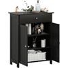 LIFEZEAL Mobile da Bagno Salvaspazio, Moderno, Multiuso, con 1 Cassetto 2 Ante, Mobiletto Bagno da Terra, Pavimento, Armadietto AutoPortante, Credenza, Legno, per Soggiorno, Cucina, 60x30x80cm, Nero
