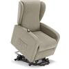 REDÒKASA Poltrona relax elettrica NEW ORLEANS per anziani e disabili con 2 motori, 4 ruote per lo spostamento, Kit Optional Batteria, alzapersona, tessuto idrorepellente (Senza Kit Batteria, Tortora)