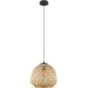 Eglo Dembleby Lampadario, lampada a 1 luce vintage, natura, stile hygge, lampada a sospensione in vimini, lampada da tavolo, lampadario da soggiorno marrone chiaro, acciaio, attacco E27