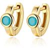 Candyfancy Orecchini Cerchio Donna Argento 925 Piccoli 7mm Turchese Cartilagine Orecchini da Donna e Uomo Placcato Oro 18k