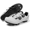 Treer Scarpe MTB Uomo con 4 Buchi Blocco Pedale, 2025 Scarpe Ciclismo Uomo Donna, Unisex Equitazione MTB da Ciclismo da Bici 37 EU -47 EU (Bianco,43)