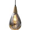 Lywins E27 di legno Gocce d'acqua Onda Leggero Grigio Bicchiere Moderno nordico Lampade a sospensione Per Sala da pranzo Cucina Camera da letto Apparecchio di illuminazione
