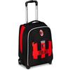 Seven Milan Big Trolley Scuola Fisso, Rosso e Nero, Squadra Calcio, 2 in 1, Doppio Uso, Trolley e Zaino, Scuola Elementare, Bambino