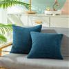 CaliTime Copricuscini e federe Confezione da 2 Fodere per Cuscini Imbottiti Supersoft Velluto a Coste con cereale a Righe entrambe 40 cm x 40 cm Blu Mare
