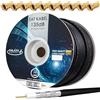 HB-Digital Set: 100 m di cavo coassiale SAT 135db nero + 10x F-Plug placcati oro | CCS (acciaio-rame) Cavo antenna satellitare schermato 5 volte per sistemi DVB-S/S2 DVB-C/C2 DVB-T/T2 DAB+ Radio BK