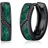Midir&Etain Orecchini a cerchio Malachite/Opale/Turchese/Abalone 925 Sterling Silver Ipoallergenici 15mm Huggie Gioielli Regali, Klein, Argento sterling, Malachite