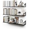 CASSA HOME DECOR CASSA NOKO Mensole a Sospensione da Parete Set di 3, Libreria per Camera da Letto, Soggiorno, Ufficio, Bagno, Cucina Rustico in Legno con Staffa in Metallo (Nero Grande)