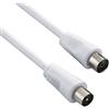 PremiumCord Cavo Antenna TV Coassiale 15m, 75 Ohm, Iec Maschio-Femmina, Schermato - Per DVB-C, DVB-T/T2, 4K UHD 2160P, Full HD 1080P 3D, Colore Bianco
