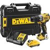 DEWALT 12V XR Trapano avvitatore a percussione senza spazzole con 2 batterie agli ioni di litio XR da 2 Ah e caricabatterie da 12/18 V XR 2 A in kit TSTAK, DCD706D2-QW