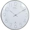 techno line moderne in filigrana, orologio da parete radiocontrollato con gewoelbter glasabdeckung e un molto pratico quadrante, von Techno Line, Ø 35 cm, cromato - Effetto, chrom, vetro, circolare