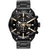 Diesel Orologio Spiked da uomo, movimento cronografo al quarzo con cinturino in acciaio inossidabile, 49 mm, Nero e oro
