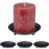 Relaxdays Set da 4 Porta Candele da Tavolo, Piatti Portacandele, Piattini Portalumini Ø 10cm, Centrotavola Moderno, Nero
