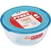 Pyrex 180P000 Ciotola di vetro ad alta resistenza con coperchio, Trasparente/Blu, 2 L