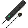 Brennenstuhl - Multipresa 4 uscite a spina inglese, a risparmio energetico, cavo 1,5 m, colore: Nero