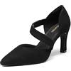 DREAM PAIRS Décolleté Classici con Tacco Alto da Donna con Cinturino sul Collo del Piede per Il Lavoro Matrimonio Ballo,Size 43,Camoscio-Nero,SDPU2350W