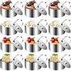 Mkitnvy 12 Pezzi Coppapasta, 8cm Coppapasta Tondi in Acciaio Inossidabile con Coperchio, Anelli per Torte, Stampi Coppa Pasta di Acciaio per DIY Mousse Torte Dessert