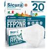 SICURA MASCHERINE CHIRURGICHE 20 Mascherine FFP2 Certificate BIANCHE SICURA Protection Made in Italy BFE ≥99% Mascherina ffp2 vera Marcatura EFFETTO PULITO e sigillata EN 149:2001+A1:2009