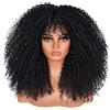 Lizzyhair Parrucca afro in fibra sintetica per donne nere, bomba riccia da 18 pollici, Glueless, capelli lunghi Kinky ricci, taglia 22,5 pollici, nero