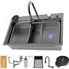 Cata Lavandino sopra piano cascata virale secchio quadrato 75 x 45 cm include rubinetto Lavastoviglie dispenser tavolo scolapiatti accessori colore acciaio
