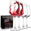 ParaCity Calici da vino, bicchieri da vino soffiati a bocca, vetro trasparente, con manico lungo per vino rosso e bianco, regali di Natale, bicchieri da vino rosso da 12 oz per donne, uomini