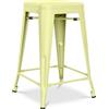 Iconik Interior Tolix Style - Sgabello da bar, design industriale, in acciaio opaco, 60 cm, colore: giallo pallido
