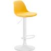 CLP Sgabello Design Kiel in Polipropilene E Similpelle I Sgabello Bar Cucina Imbottito Girevole E Regolabile, Colore:Giallo, Colore del Telaio:Bianco