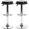 BAKAJI Set 2 Sgabelli Bar E Cucina Alti Forma Tappo Di Bottiglia Girevoli Poggiapiedi Cromo/Nero Casa Cucina Soggiorno Sala Da Pranzo Home Design Sgabello