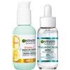 Garnier SkinActive Siero Viso in Crema 2in1 Illuminante Anti-Macchie SPF 25 con Vitamina C e Agrumi 50ml + Siero Viso Rimpolpante Hyaluronic Aloe con Glicerina Acido Ialuronico e Aloe Vera 30ml