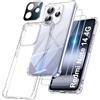 FLLAO 4 in 1 Cover per Xiaomi Redmi Note 14 4G (Non per 5G) con 2 Pellicola Vetro Temperato e 1 Pellicola Protezione Fotocamera, [Protezione Antiurto Militare] Custodia, Trasparente