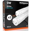 Eurocali Tubo LED 60cm G13 T8 9W 850 lumen - Luce Bianco Freddo 6500K - Fascio Luminoso 160° - Sostituzione Neon - Pacco da 2