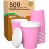 Baciato Caffè 500 Bicchieri Caffè Asporto Rosa 200ml con Coperchio in Carta - Bevande Calde e Fredde, Tè, Cappuccino - Ecologici, Biodegradabili, Tazze Monouso Colorate + 500 Coperchi con Beccuccio