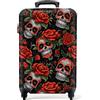 NoBoringSuitcases.com bagaglio a mano, trolley, valigia da 10 kg, rigida, leggera, valigie da viaggio per cabina, aereo, con 4 ruote girevoli, manico estensibile, robusto, 55x40x20 cm, Teschio e rose