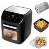 Huslog Friggitrice ad Aria Calda XXL 12L, 1800W Air Fryer Multifunzione con 12 Programmi, Display LED Touch, Finestra Trasparente, Cestello Rotante, Girarrosto e Griglie, Cottura Sana Senza Olio, Nero