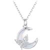 Qings Farfalla Collana per Donna Argento 925 Collana Pendente Mezzaluna Luna Animale Gioielli Regalo per Famiglie Amiche