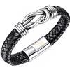 Jewellbox Bracciale da uomo in pelle con nodo dell'infinito, in pelle punk, con chiusura magnetica Pelle Acciaio inossidabile