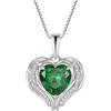 YL Collana Ali d'angelo Cuore Argento 925 con 12 Pietra Portafortuna Zirconia Cubica Pera Ciondolo per Donna Mamma