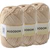 Etrexonline Gomitolo Filato 220 Metri di 100% Cotone Perfetto per Maglia e Uncinetto - Colore Beige chiaro 100 gr x 3 Pezzi