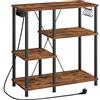 HOOBRO Scaffale da Cucina, Microonde Scaffali con Presa di Corrente, Stazione di Lavoro Cucina Armadio, 5 Ganci, per la Conservazione Mensola della Cucina EBF07CHB01