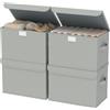 GUOHNHE Set di 4 Scatole Portaoggetti con Coperchio, Contenitori Pieghevoli con 2 Maniglie, Organizzatori per Armadio, Camera da Letto, 26 x 20 x 17 cm, Grigio, XSNY12GS-4