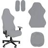 CAAGGMM Coprisedia Gaming Elasticizzata, 4 Pezzi Gioco Lavabili Copertura delle Sedia, Grigio Argento Rivestimento per Sedia da Ufficio, Gaming Chair Cover, per Chair da Ufficio, Chair Gioco