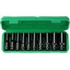 Nutmanel Set Bussole a Impatto 1/2, 10 pezzi Bussole a Impulsi Profondo, 8-24 mm Prese Metriche Esagonale Esagonali, CRV Set di Chiavi a Bussola Profonda Impact, para Riparazioni Auto Cambio Gomme