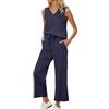 Yekdmxop 2025 Nuovo Tuta Estiva Donna Elegante Curvy Completo Due Pezzi Set Canotta e Pantaloni Completa Gamba Larga Taglie Forti Tute Complete Casual Comoda Tinta Unita Moda Completi Estivi Eleganti Sportiva