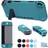 COMCOOL Custodia protettiva 3 in 1 per Nintendo Switch e controller Joy-Con con proteggi schermo e maniglie per pollice, colore: Verde notte