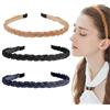JCUGSBS 3 accessori per capelli intrecciati da donna,con perline intrecciate,elastici per capelli antiscivolo,adatti per l'uso quotidiano di ragazze(blu, nero, oro)