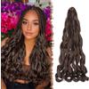 FESHFEN French Curls Braiding Hair - 3 Pezzi Loose Wave Curly Braids Extension Marrone Sintetici Estensioni Capelli per Treccine Ondulati Braiding Trecce per Donne, 60 cm
