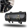 DREAMIZER Borsa Moto Mini in Pelle PU - Universale per Forcella Anteriore, Portaoggetti per Manubrio, Rullo - Nera