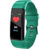 Generic Bracciale Fitness Tracker con frequenza cardiaca e pressione sanguigna Banda intelligente Inseguitore di attività Orologio intelligente Impermeabile Braccialetto Bluetooth per donne uomini (VERDE)