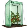 VOUNOT® Serra da Giardino a Tetto Inclinato 100x50x150 cm, Porta Avvolgibile, Copertura PE Rinforzato 135g/m² e Telaio in Acciaio per Pomodori, Orto, Fiori e Piante, Verde