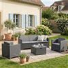 Dmora - Set salotto da esterno Cerere, Salottino outdoor, Set da balcone o giardino, Composizione soggiorno per esterni, Made in Italy, Antracite